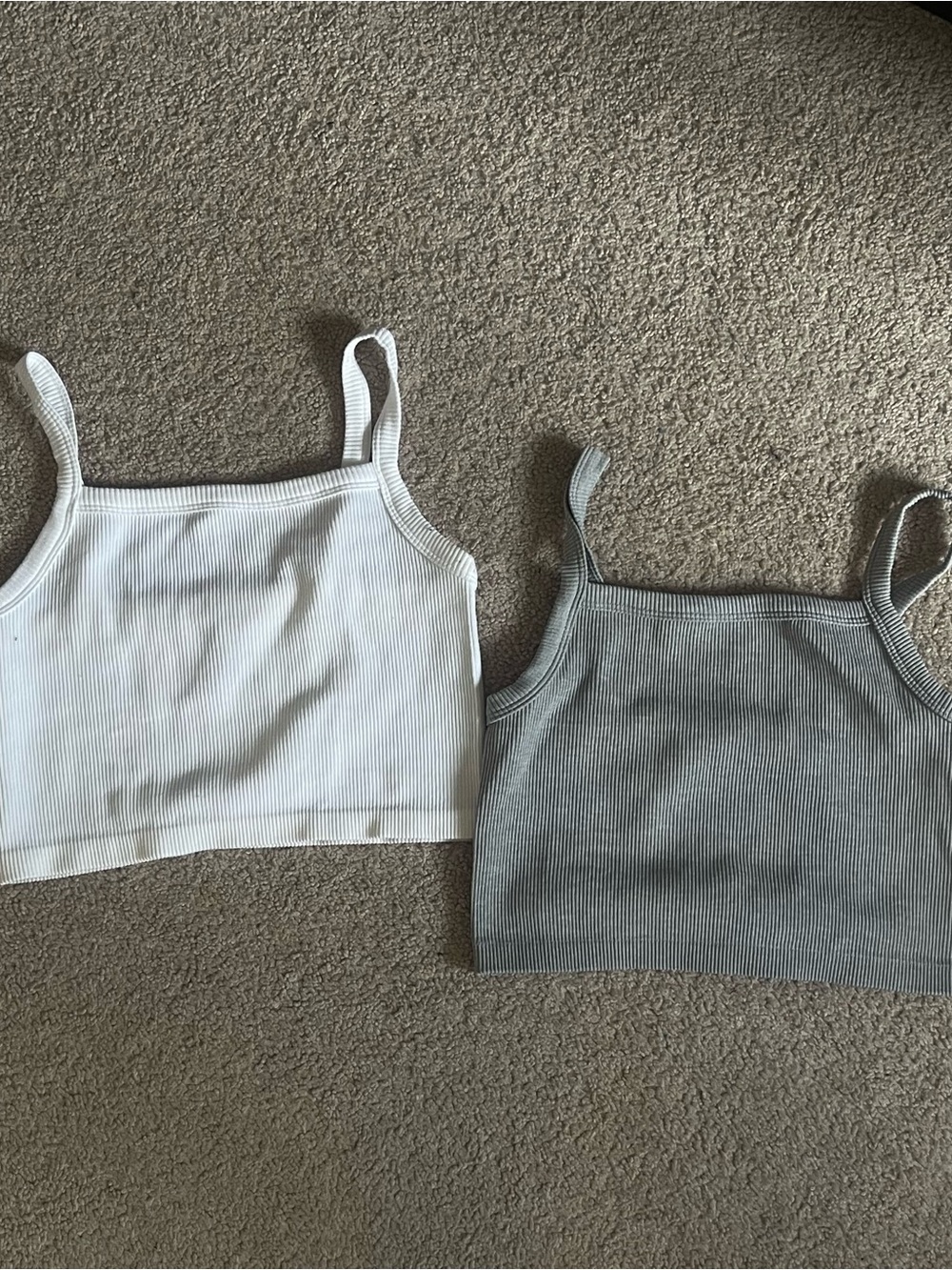 Urban Planet Ribbed Tank Top Duo — White & Gray